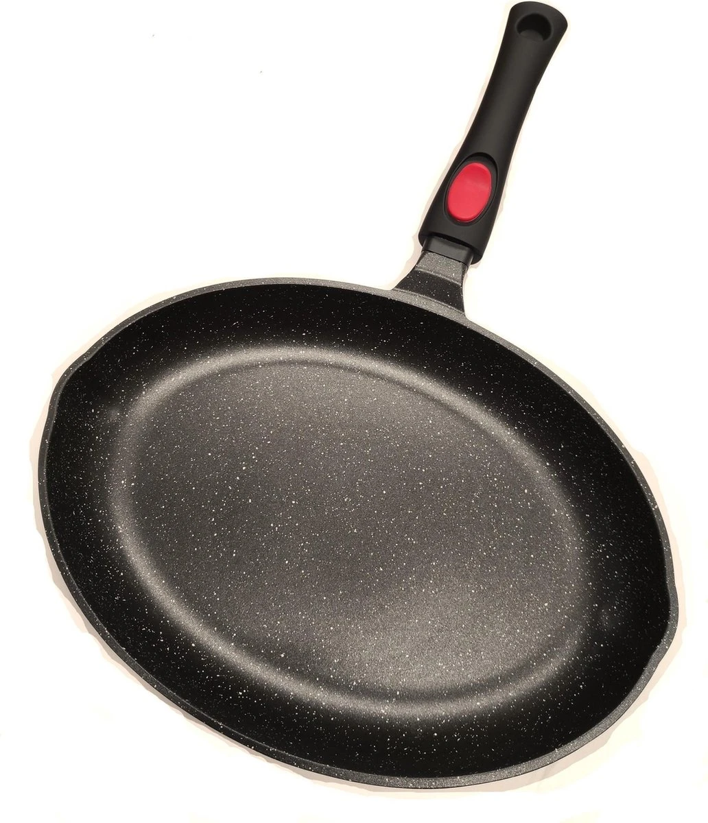 Satoshi Vispan Ø34 CM - Afneembare Handgreep - Marble Coating - Gietaluminium 1 Satoshi Vispan Ø34 CM - Afneembare Handgreep - Marble Coating - Gietaluminium