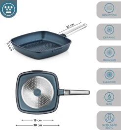 Westinghouse Performance Series - Grillpan Inductie 28cm - Luxe Grillpan - Blauw - Steakpan - Geschikt Voor Alle Warmtebronnen Inclusief Inductie En Ovenbestendig -Huis Keuken 1120x1200 13