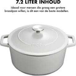 MOA Gietijzeren Braadpan - Inhoud 7,2 Liter - 30CM - Rond - Alle Warmtebronnen - Ook Voor Inductie - Gewicht 7,3 Kg - Wit - C30W -Huis Keuken 1192x1200 1