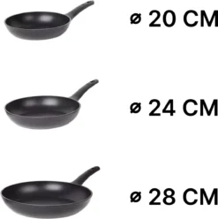 Masterchef Koekenpannen | 3-Delige Koekenpannenset | Inclusief 3 Inclusief Signature Collection Masterchef Messen | Ø 20, 24 En 28 Cm | Geschikt Voor Verschillende Warmtebronnen | Inductie, Elektrisch, Gas En Keramisch Pannenset | Vrij Van PFOA -Huis Keuken 1193x1200