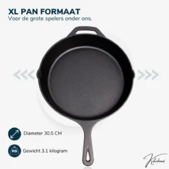 Gietijzeren Pan - Skillet - Koekenpan - BBQ - Koekenpan Inductie - ø32cm - 3.1 KG - Geschikt Voor Alle Warmtebronnen - Inclusief Gratis E-Book -Huis Keuken 1198x1200 10