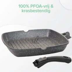 Coninx Grillpan 28CM - Steakpan - Afneembare Handgreep - PFAS-vrij - Grijs -Huis Keuken 1198x1200 17