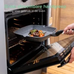 Coninx Grillpan 28CM - Steakpan - Afneembare Handgreep - PFAS-vrij - Grijs -Huis Keuken 1198x1200 18