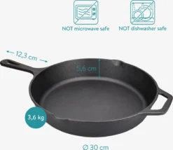 Navaris Gietijzeren Koekenpan - Braadpan Van Gietijzer - Ronde Skillet - Geschikt Voor Alle Warmtebronnen - Ø 30 Cm - Ovenbestendig Tot 260 Graden -Huis Keuken 1200x1042 2