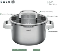 Sola Pannenset Juvia - 4 Delig - Ø 16,16,18,20 Cm - Zilver - RVS - Sandwichbodem 29 Sola Pannenset Juvia - 4 Delig - Ø 16,16,18,20 Cm - Zilver - RVS - Sandwichbodem -Huis Keuken 1200x1069