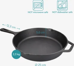 Navaris Gietijzeren Koekenpan - Braadpan Van Gietijzer - Ronde Skillet - Geschikt Voor Alle Warmtebronnen - Ø 25 Cm - Ovenbestendig Tot 260?graden -Huis Keuken 1200x1071