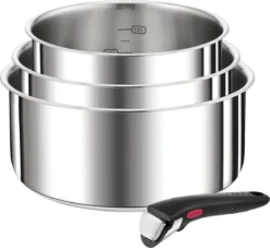 Tefal Ingenio Preference - Pannenset - Steelpannen Ø16cm + Ø18cm + Ø20cm + Handgreep