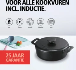 BRABANTIA THE DUTCH Gietijzeren Braadpan - Ø 28cm - MAT Zwart - Inductie -Huis Keuken 1200x1107