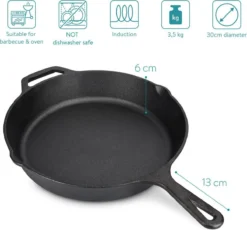 Navaris Gietijzeren Koekenpan - Braadpan Van Gietijzer - Ronde Skillet - Geschikt Voor Alle Warmtebronnen - Ø 30 Cm - Ovenbestendig Tot 260 Graden -Huis Keuken 1200x1115