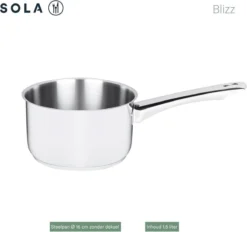 Sola Pannenset Blizz - 4 Delig - Ø Cm - Zilver - RVS - Sandwichbodem -Huis Keuken 1200x1129