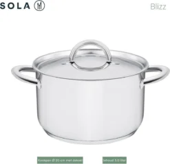 Sola Pannenset Blizz - 4 Delig - Ø Cm - Zilver - RVS - Sandwichbodem -Huis Keuken 1200x1160