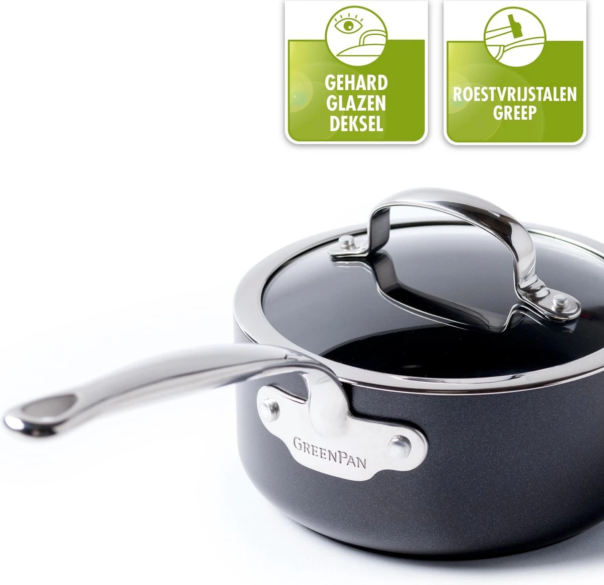 GreenPan Barcelona Infinity Pro Hapjespan Met Deksel 30cm - Zwart - Inductie - PFAS-vrij 8 GreenPan Barcelona Infinity Pro Hapjespan Met Deksel 30cm - Zwart - Inductie - PFAS-vrij - Afbeelding 8