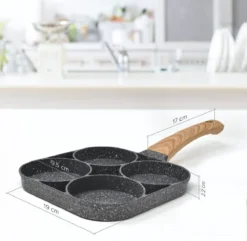Professionele Koekenpan - Inductie - Voor Eieren / Pannekoeken / Hamburgers - Bakpan - Pan Voor 4 Eieren - Crepe Maker - Pannenkoekenmaker - Braadpan - Anti Aanbaklaag -Huis Keuken 1200x1170 3