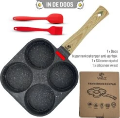 W&Z® Pannenkoekenpan Inductie - Pancake Pan - Omeletpan - Omeletmaker -Eierpan- Anti Aanbak - 4 Vakjes -Huis Keuken 1200x1179