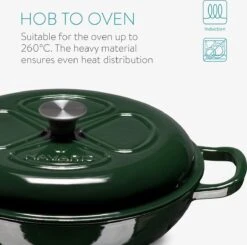 Navaris Gietijzeren Stoofpan Met Deksel- 3,5 Liter Gietijzeren Ovenschaal Van Email - Geschikt Voor Alle Warmtebronnen - Groen -Huis Keuken 1200x1189 4