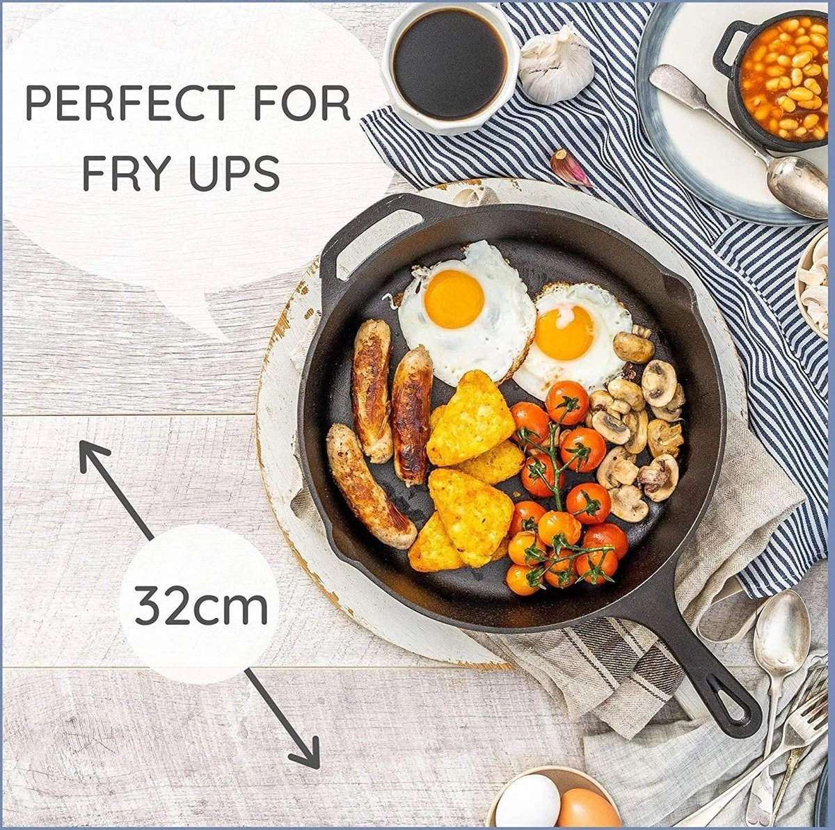 Nuovva Cast Iron Skillet / Gietijzeren Pan - 32cm 3 Nuovva Cast Iron Skillet / Gietijzeren Pan - 32cm - Afbeelding 3