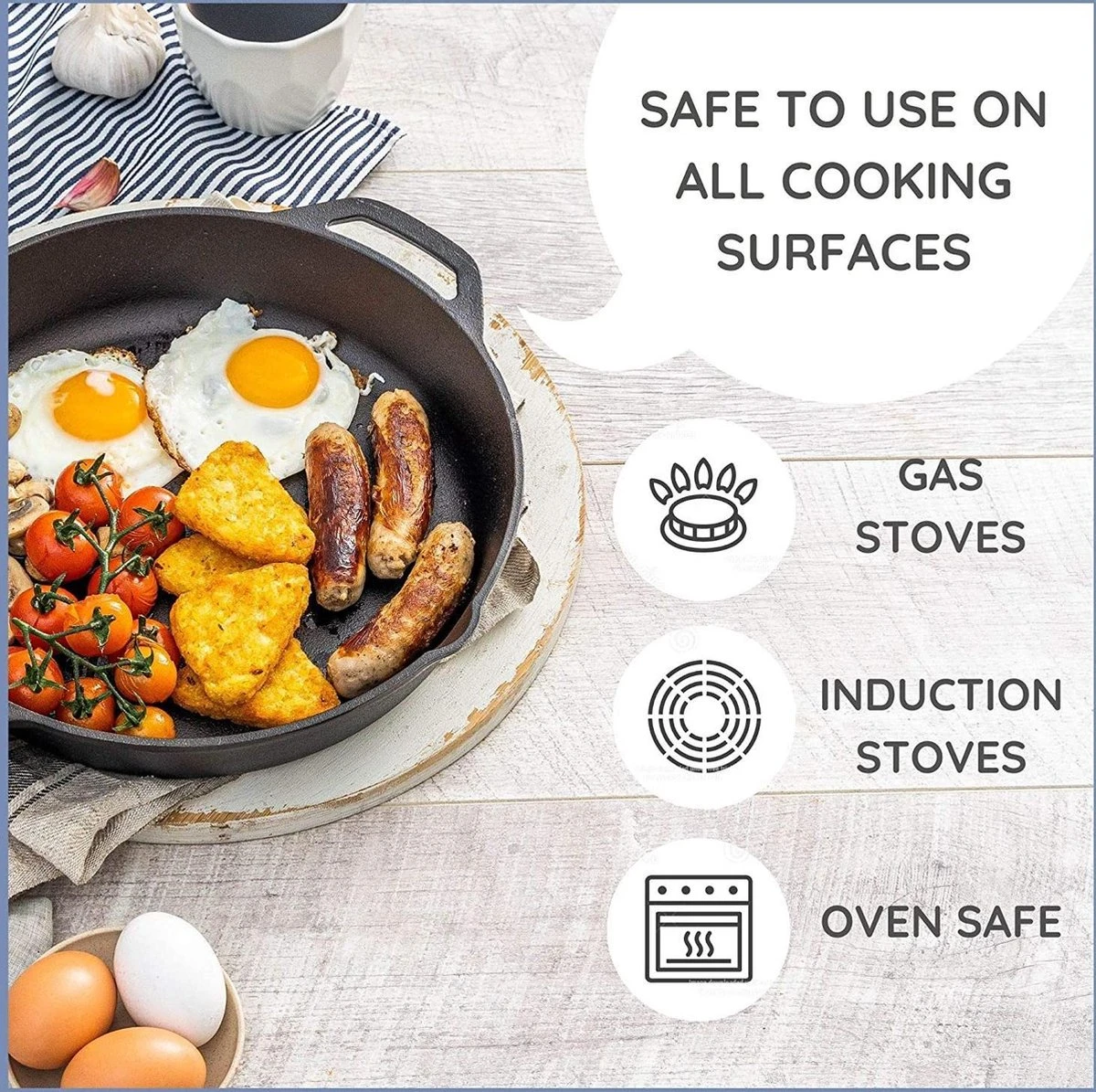 Nuovva Cast Iron Skillet / Gietijzeren Pan - 32cm 4 Nuovva Cast Iron Skillet / Gietijzeren Pan - 32cm - Afbeelding 4