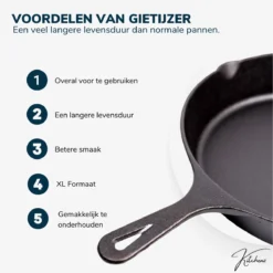 Gietijzeren Pan - Skillet - Koekenpan - BBQ - Koekenpan Inductie - ø32cm - 3.1 KG - Geschikt Voor Alle Warmtebronnen - Inclusief Gratis E-Book -Huis Keuken 1200x1198 17