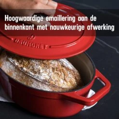 Daumonet Bocuse Rouge Gietijzeren Braadpan - Sudderpan Kersen Rood - Ovaal - Ø 29 Cm - 3 Liter - PFAS & PFOA Vrij - Emaille - Geschikt Voor Alle Warmtebronnen - Elektrisch - Gas - Halogeen - Inductie - Keramisch - Vaatwasserbestendig -Huis Keuken 1200x1200 1071