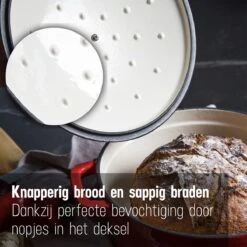 Daumonet Carême Rouge Gietijzeren Braadpan - Sudderpan Kersen Rood - Rond - Ø26 Cm - 4,4 Liter - PFAS & PFOA Vrij - Emaille - Geschikt Voor Alle Warmtebronnen - Elektrisch - Gas - Halogeen - Inductie - Keramisch - Vaatwasserbestendig -Huis Keuken 1200x1200 1085