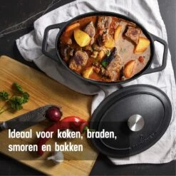 Gietijzeren Braadpan - Sudderpan Zwart Van Daumonet - Ovaal - Ø 29 Cm - 3 Liter - 100% PFAS & PFOA Vrij - Emaille - Geschikt Voor Alle Warmtebronnen - Elektrisch - Gas - Halogeen - Inductie - Keramisch - Vaatwasserbestendig -Huis Keuken 1200x1200 1097