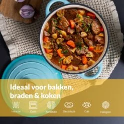 Chefarone Gietijzeren Pan - Braadpan Inclusief Deksel - Geschikt Voor Alle Warmtebronnen - Geëmailleerd Blauw 14 Chefarone Gietijzeren Pan - Braadpan Inclusief Deksel - Geschikt Voor Alle Warmtebronnen - Geëmailleerd Blauw -Huis Keuken 1200x1200 1121