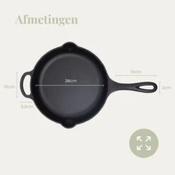 Belluci - Ø26cm - Koekenpan - Skillet + Deksel Geëmailleerde Gietijzeren Pan Voor BBQ En Inductie Incl. Accessoires - Hapjespan - Braadpan -Huis Keuken 1200x1200 1125