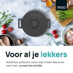 MOA Gietijzeren Braadpan - Inhoud 4,75 Liter - 26CM - Rond - Alle Warmtebronnen - Ook Voor Inductie - Gewicht 5,8 Kg - Zwart - MOAMC26B -Huis Keuken 1200x1200 1127
