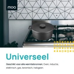 MOA Gietijzeren Braadpan - Inhoud 4,75 Liter - 26CM - Rond - Alle Warmtebronnen - Ook Voor Inductie - Gewicht 5,8 Kg - Zwart - MOAMC26B -Huis Keuken 1200x1200 1130