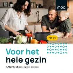 MOA Gietijzeren Braadpan - Inhoud 4,75 Liter - 26CM - Rond - Alle Warmtebronnen - Ook Voor Inductie - Gewicht 5,8 Kg - Zwart - MOAMC26B -Huis Keuken 1200x1200 1131