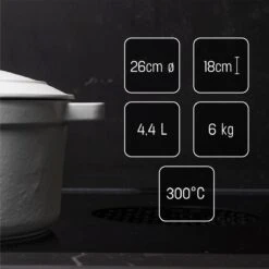 Daumonet Carême Blanc Gietijzeren Braadpan - Sudderpan Wit - Rond - Ø 26 Cm - 4,4 Liter - 100% PFAS & PFOA Vrij - Emaille - Geschikt Voor Alle Warmtebronnen - Elektrisch - Gas - Halogeen - Inductie - Keramisch - Vaatwasserbestendig -Huis Keuken 1200x1200 1156