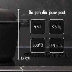 Daumonet Ducasse Gietijzeren Double Use Braadpan - Combi Sudderpan Zwart - 2-in-1 Bak- En Braadpan - PFAS & PFOA Vrij - Rond - Ø 26 Cm - 4,4 Liter - Emaille - Alle Warmtebronnen - Elektrisch - Gas - Halogeen - Inductie - Keramisch -Huis Keuken 1200x1200 1191