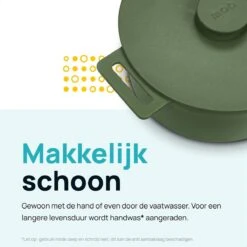 MOA Gietijzeren Braadpan - Inhoud 4,75 Liter - 26CM - Rond - Alle Warmtebronnen - Ook Voor Inductie - Gewicht 5,8 Kg - Olijfgroen - MC26OG -Huis Keuken 1200x1200 1200