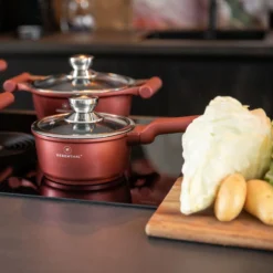 Herenthal Pannenset Inductie - Luxe 10-delige Koekenpan Inductie - Voor Alle Warmtebronnen - Pannen Met Glazen Deksels En Koudgrepen - Burgundy -Huis Keuken 1200x1200 121