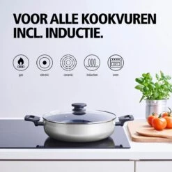 BRABANTIA INDU+ Hapjespan - Keramische Antiaanbaklaag - Met Deksel - Ø 28 Cm - Inductie - Pfas Vrij -Huis Keuken 1200x1200 1263