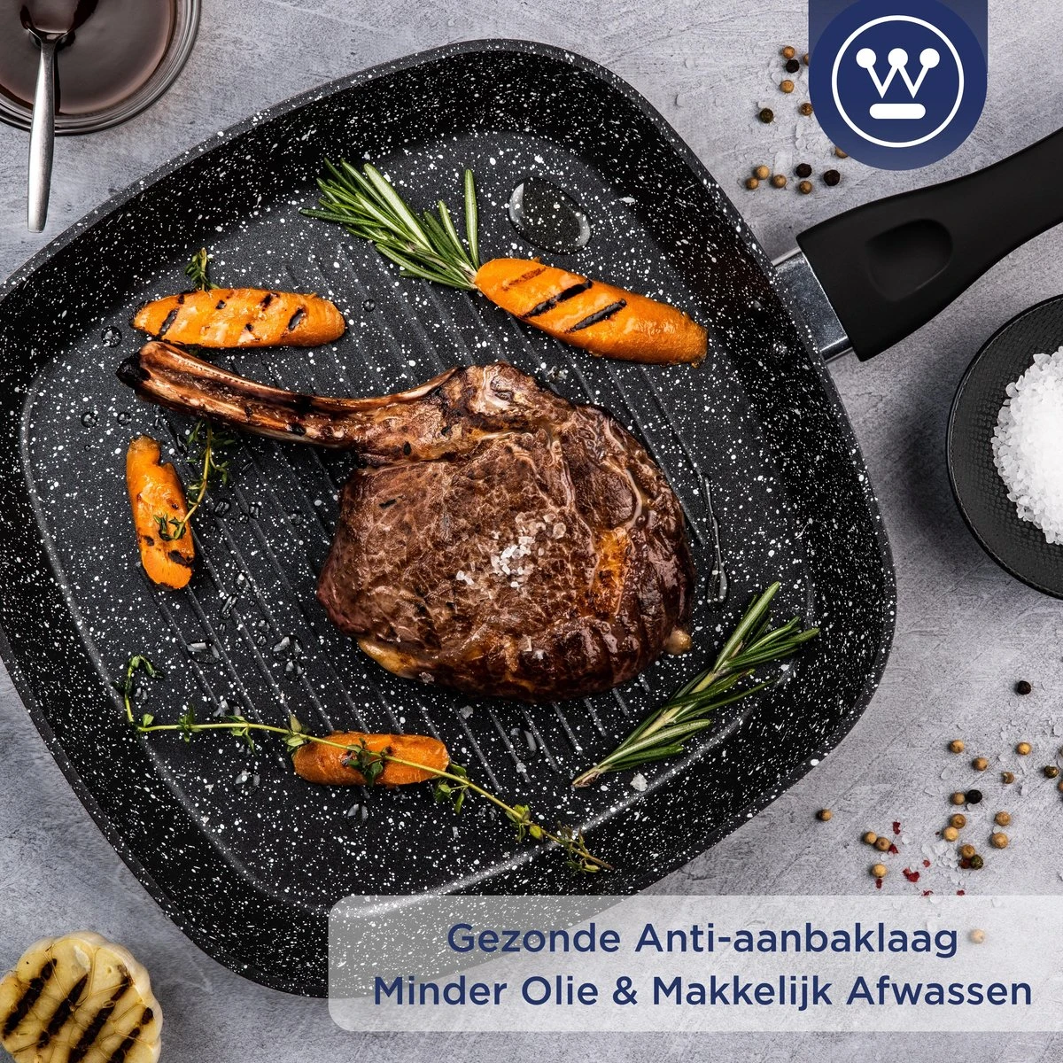 Westinghouse Grillpan - Ø 28 Cm - Zwart Marmer - Geschikt Voor Alle Warmtebronnen Inclusief Inductie - Steakpan Met Antiaanbaklaag- Aluminium 7 Westinghouse Grillpan - Ø 28 Cm - Zwart Marmer - Geschikt Voor Alle Warmtebronnen Inclusief Inductie - Steakpan Met Antiaanbaklaag- Aluminium - Afbeelding 7
