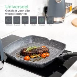 Coninx Grillpan 28CM - Steakpan - Afneembare Handgreep - PFAS-vrij - Grijs -Huis Keuken 1200x1200 1385
