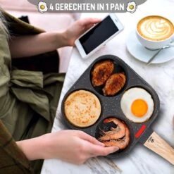 W&Z® Pannenkoekenpan Inductie - Pancake Pan - Omeletpan - Omeletmaker -Eierpan- Anti Aanbak - 4 Vakjes -Huis Keuken 1200x1200 1410