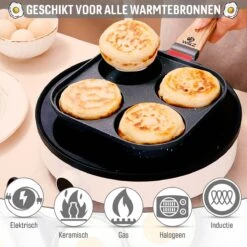 W&Z® Pannenkoekenpan Inductie - Pancake Pan - Omeletpan - Omeletmaker -Eierpan- Anti Aanbak - 4 Vakjes -Huis Keuken 1200x1200 1411