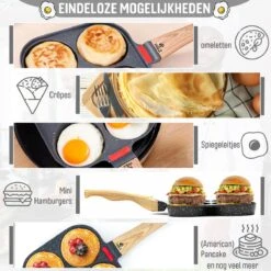 W&Z® Pannenkoekenpan Inductie - Pancake Pan - Omeletpan - Omeletmaker -Eierpan- Anti Aanbak - 4 Vakjes -Huis Keuken 1200x1200 1412