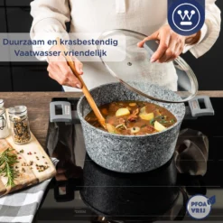 Westinghouse Kookpan/Braadpan Inductie - Ø 28 Cm - Grijs Graniet - Met Deksel - PFOA Vrij -Huis Keuken 1200x1200 152