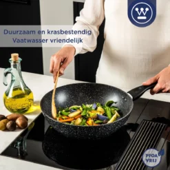 Westinghouse Wokpan Inductie - Ø 30 Cm - Zwart Marmer - Met Deksel -Huis Keuken 1200x1200 344