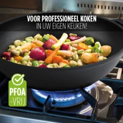 Rosmarino Black Line - Wokpan - Ø30cm - 100% PFAS & PFOA Vrij - Gegoten Aluminium - Non-stick Minerale Coating - Ergonomische Handgreep - Geschikt Voor Alle Warmtebronnen & Vaatwasser -Huis Keuken 1200x1200 350
