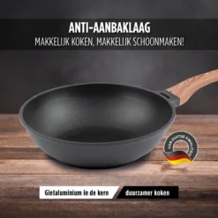 Rosmarino Black Line - Wokpan - Ø30cm - 100% PFAS & PFOA Vrij - Gegoten Aluminium - Non-stick Minerale Coating - Ergonomische Handgreep - Geschikt Voor Alle Warmtebronnen & Vaatwasser -Huis Keuken 1200x1200 357