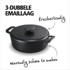 BRABANTIA THE DUTCH Gietijzeren Braadpan - Ø 28cm - MAT Zwart - Inductie -Huis Keuken 1200x1200 36