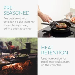 Navaris Gietijzeren Koekenpan - Braadpan Van Gietijzer - Ronde Skillet - Geschikt Voor Alle Warmtebronnen - Ø 30 Cm - Ovenbestendig Tot 260 Graden -Huis Keuken 1200x1200 394