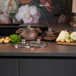 Herenthal Inductie Pannenset- Luxe 10-delige Koekenpannenset - Voor Alle Warmtebronnen - Met Glazen Deksels - Koper -Huis Keuken 1200x1200 41