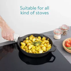 Navaris Gietijzeren Koekenpan - Braadpan Van Gietijzer - Ronde Skillet - Geschikt Voor Alle Warmtebronnen - Ø 25 Cm - Ovenbestendig Tot 260?graden -Huis Keuken 1200x1200 580