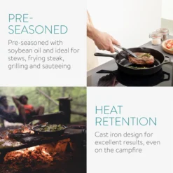 Navaris Gietijzeren Koekenpan - Braadpan Van Gietijzer - Ronde Skillet - Geschikt Voor Alle Warmtebronnen - Ø 25 Cm - Ovenbestendig Tot 260?graden -Huis Keuken 1200x1200 581