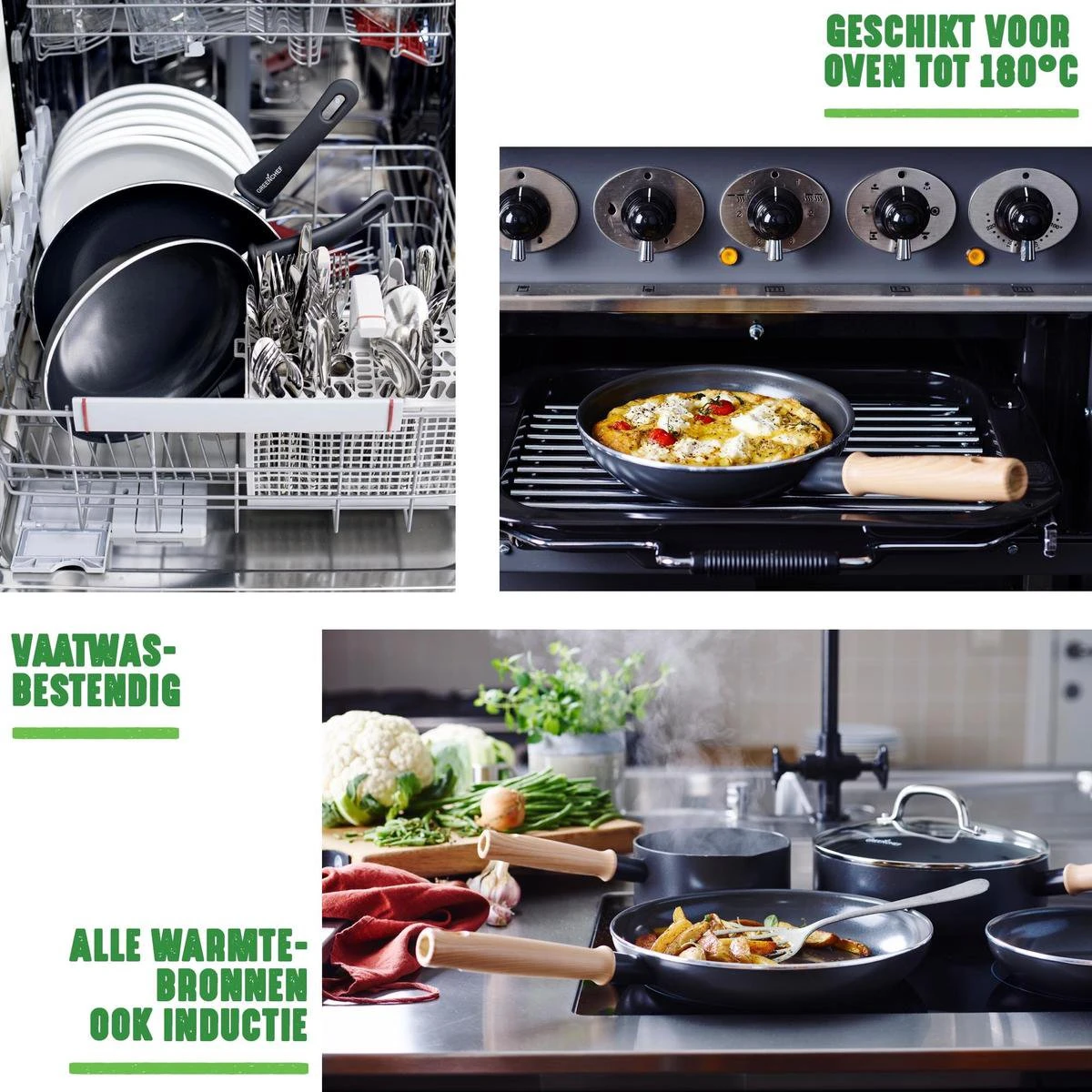 GreenChef Vintage Koekenpan 28cm - Zwart - Inductie - PFAS-vrij 6 GreenChef Vintage Koekenpan 28cm - Zwart - Inductie - PFAS-vrij - Afbeelding 6